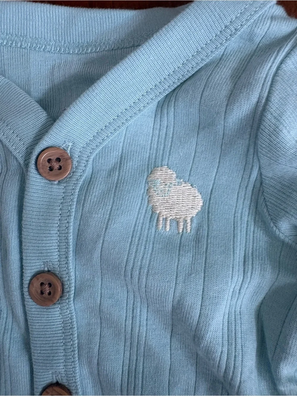 Cloud Island Light Blue Ribbed Baby 3-Piece Set with Cloud Detail